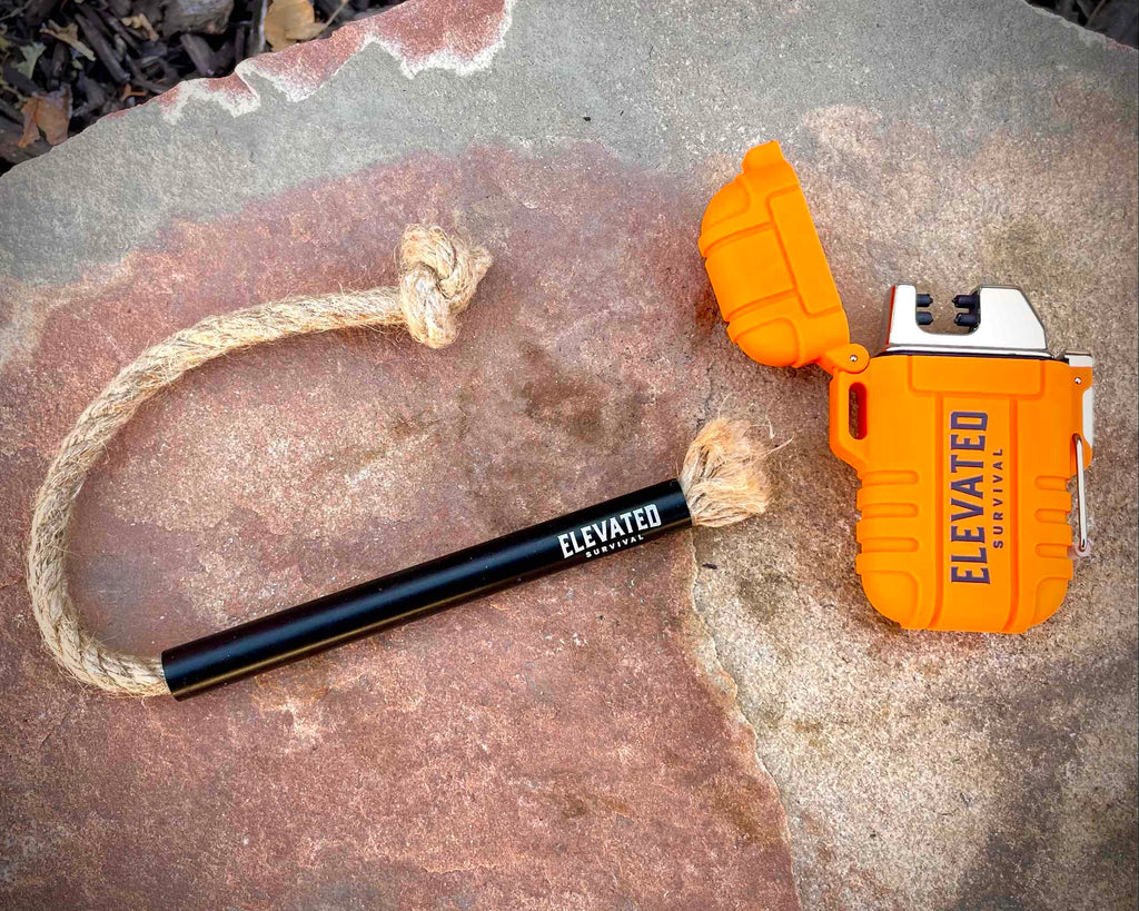 Survival Rope Lighter 2-Product Bundle: Arc Lighter and Rope Wick Tinder – Elevated Survival