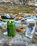 Elevated Survival Compact Water Filter and Purifier - filters out Giardia, Salmonella, Cryptosporidium, E. Coli and other bacteria and protozoa. Elevated Survival water filter. For camping, hiking, backpacking, hunting, and survival.