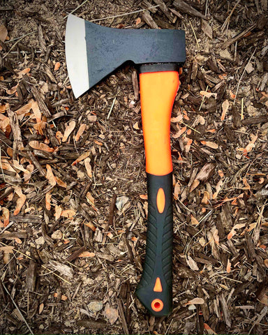 Survival & Camping Axe from Elevated Survival. Great for camping, hiking, backpacking, hunting, fire wood, and survival. High carbon steel.